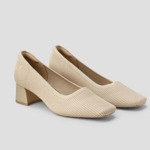 Elegant Cream Block Heel Pumps